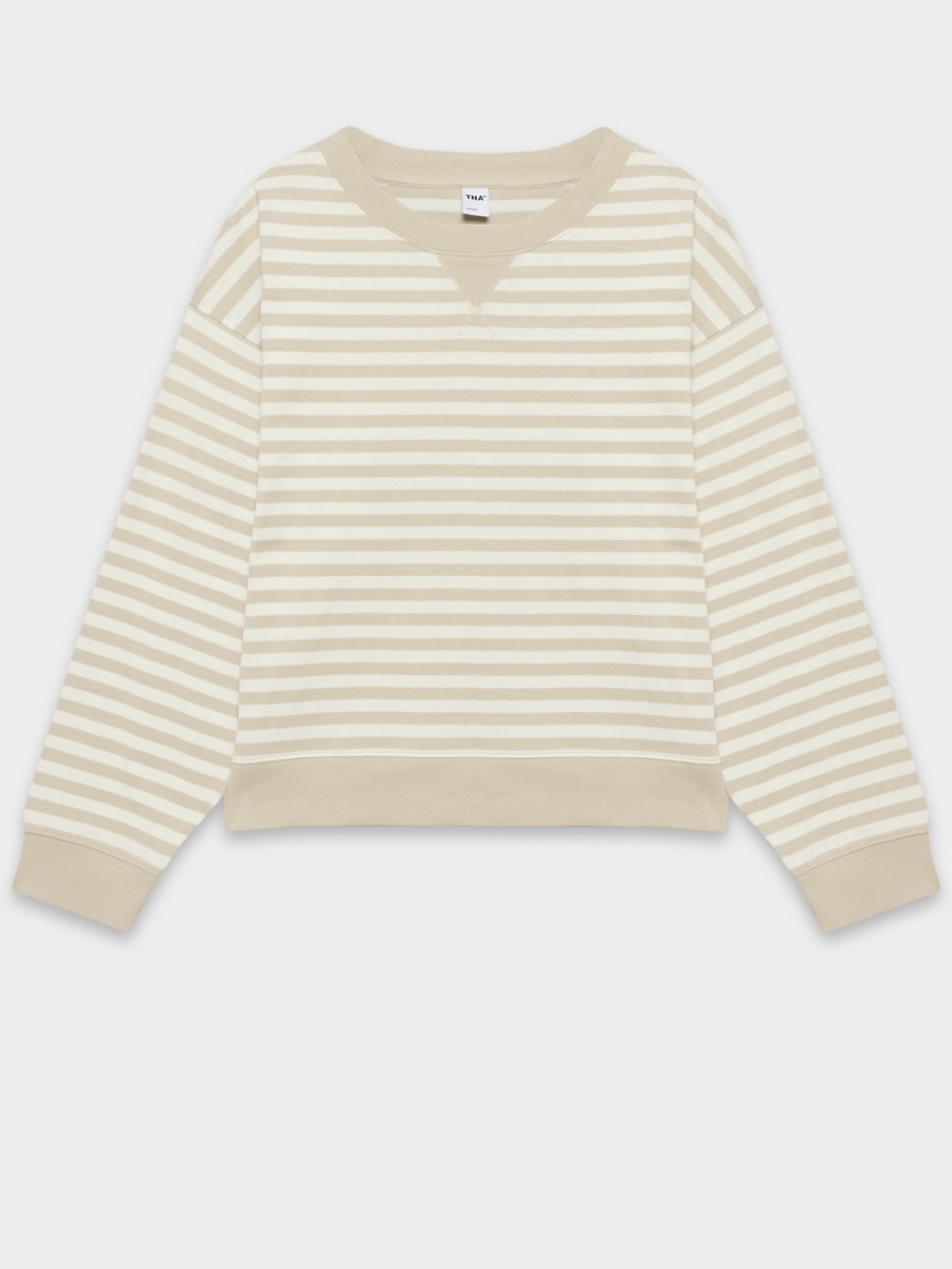Striped Crewneck Sweatshirt in Beige & White - Picture 2 of 4
